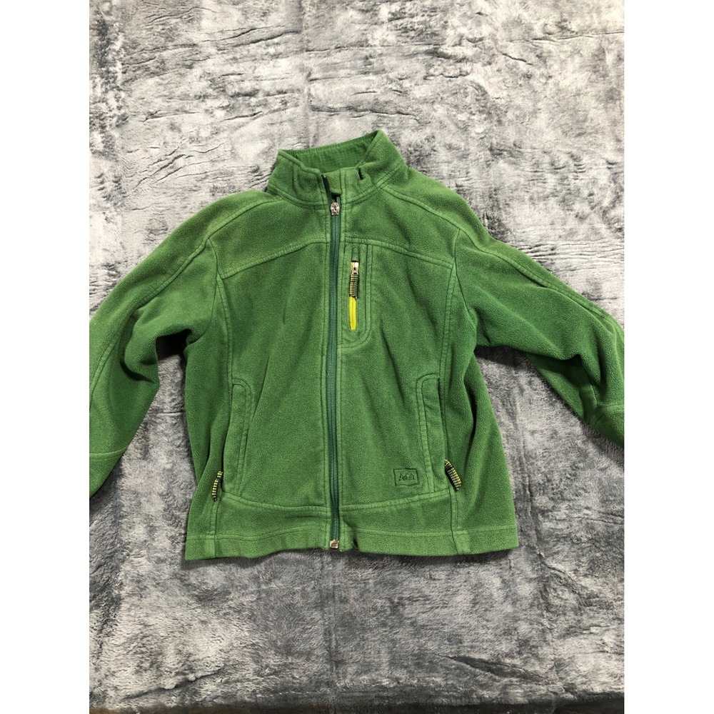 REI Fleece Jacket Boys XS 6-7‎ Green Full Zip Outdoor